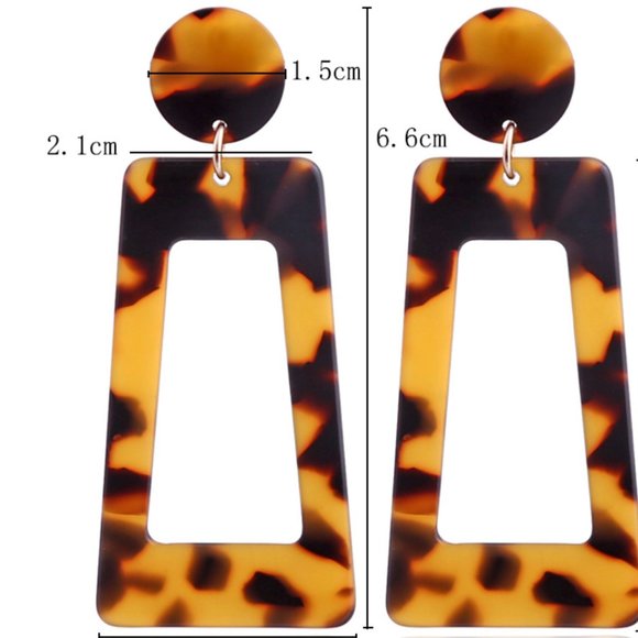 Rectangular Leopard Dangle Earrings - Picture 2 of 5